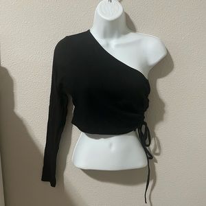 One shoulder long sleeve with tie